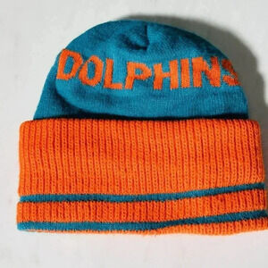 Miami Dolphins Beanie Wide Orange Brim - Throwback Style